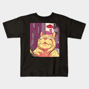 Extraterrestrial Feline Gaze Meme Kids T-Shirt